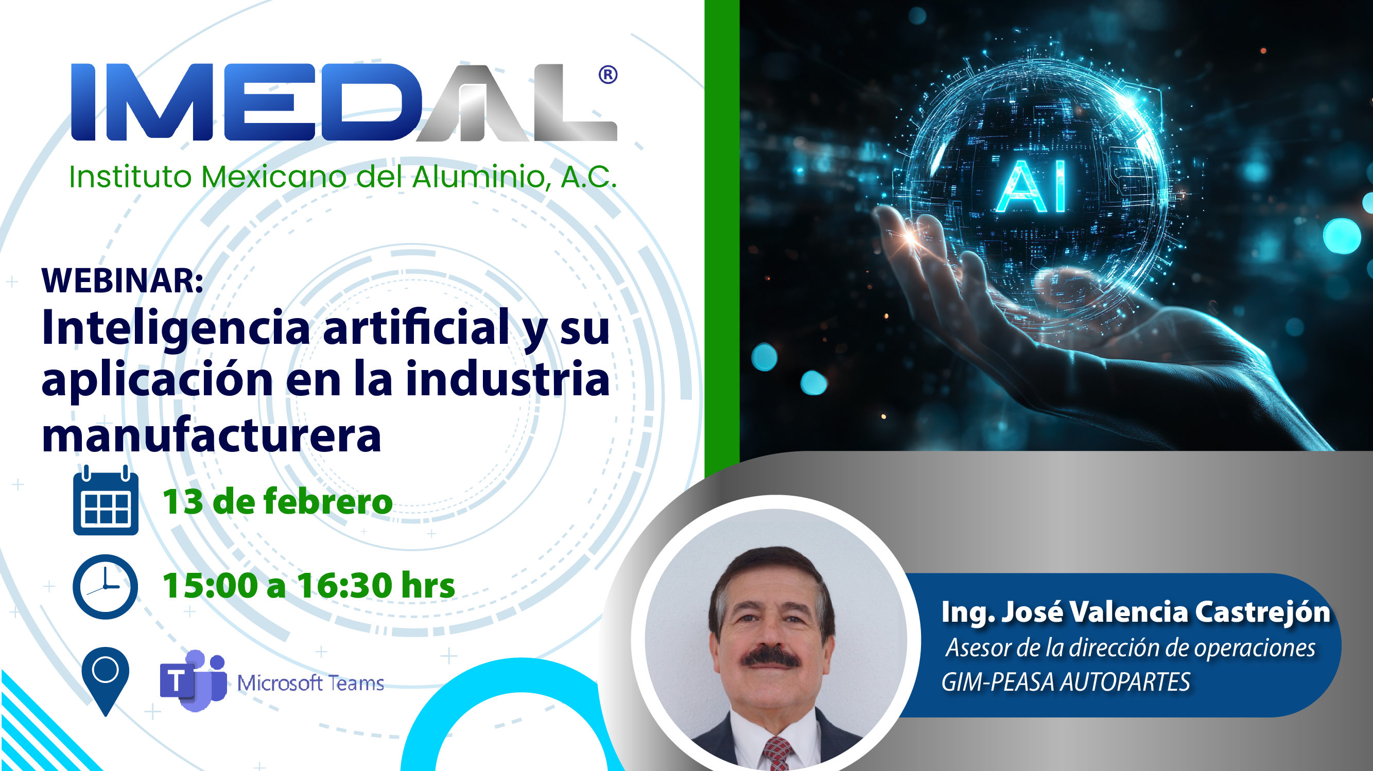 Webinar :  Inteligencia artificial y su aplicación en la industria manufacturera